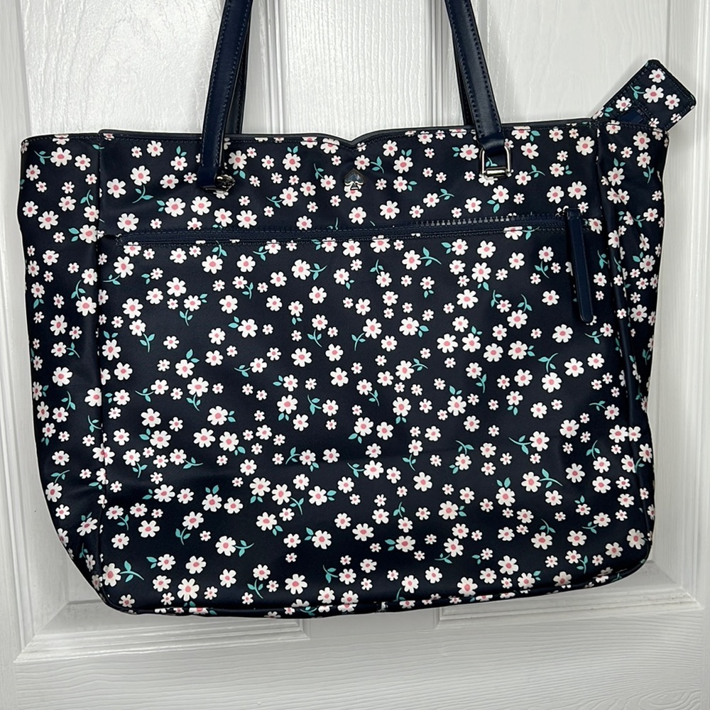 Kate Spade Jae Navy Blue Fleurette Toss Large Nylon Tote